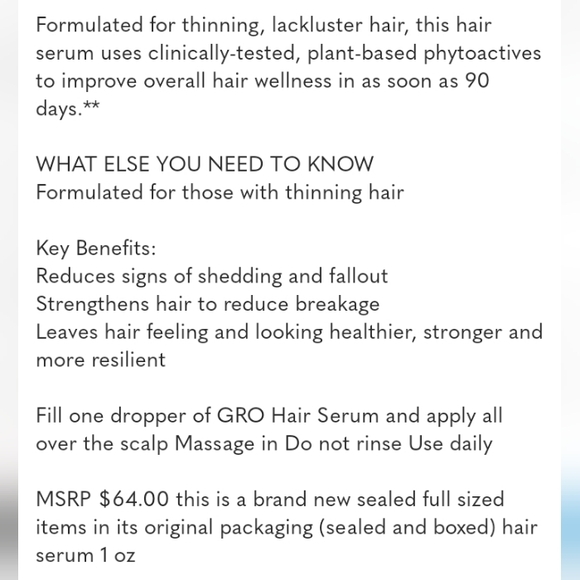 *SEALED* Vegamour GRO Hair Serum - Picture 7 of 11